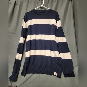 Company 81 Long Sleeve Men's Sweater/Shirt, Size XXL, Navy Blue & White, Cotton